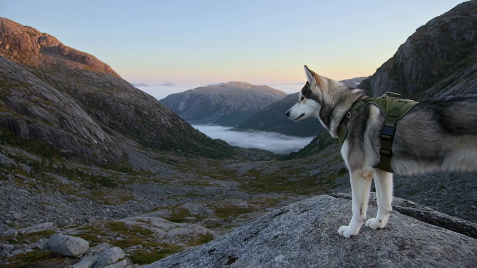 Husky i fjellandskap